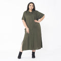 TAMSY, 100% Rayon, Collar, Button Down Dress With Half Sleeves - Sticky add to cart bar