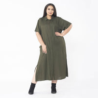TAMSY, 100% Rayon, Collar, Button Down Dress With Half Sleeves