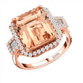 Doorbuster Certified & Appraised Iliana 18K Rose Gold AAA Marropino Morganite and E-F VS Diamond Ring (Size 10.0) 5.95 ctw - Sticky add to cart bar