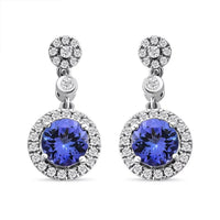 Certified & Appraised Rhapsody 950 Platinum AAAA Tanzanite and E-F VS Diamond Halo Earrings 2.25 ctw