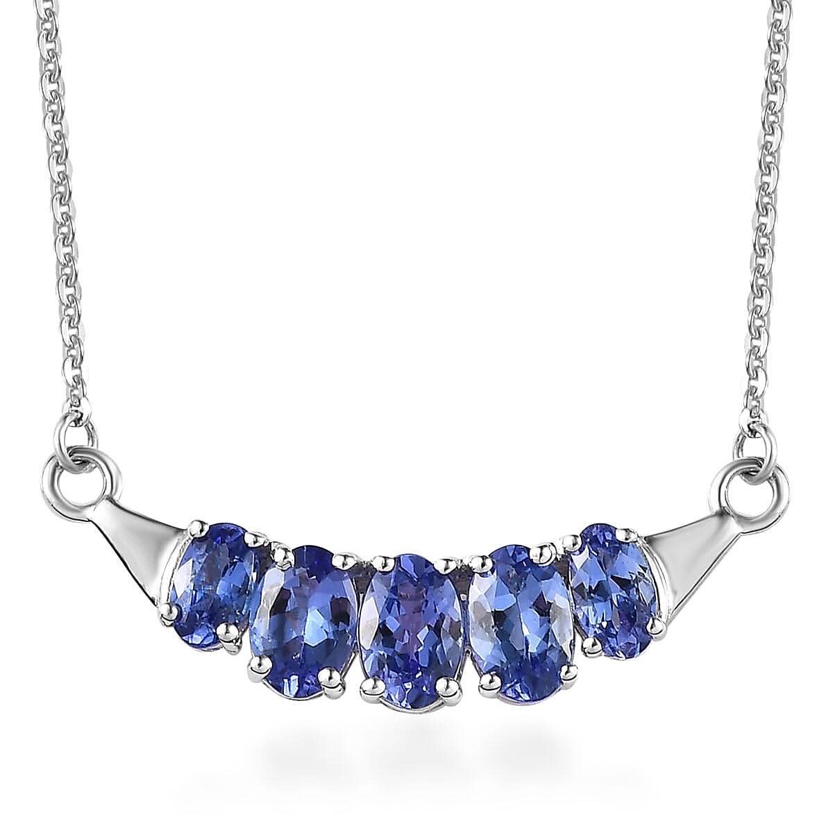 AAA Tanzanite Necklace 18-20 Inches in Platinum Over Sterling Silver 1.90 ctw