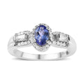 AAA Tanzanite, White Zircon Halo Ring in Platinum Over Sterling Silver (Size 10.0) 0.90 ctw - Sticky add to cart bar