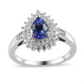 AAA Tanzanite and White Zircon Ring in Platinum Over Sterling Silver (Size 10.0) 1.35 ctw - Sticky add to cart bar