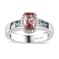 Blush Tourmaline and Multi Gemstone Halo Ring in Platinum Over Sterling Silver (Size 10.0) 1.65 ctw (Del. in 8-10 Days) - Sticky add to cart bar