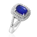 Tanzanian Blue Spinel (DF), White Zircon Double Halo Ring in Platinum Over Sterling Silver (Size 10.0) 2.65 ctw - Sticky add to cart bar