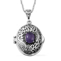 African Amethyst Necklace (24 Inches) in Stainless Steel 1.00 ctw - Sticky add to cart bar