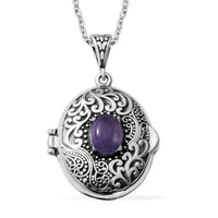 African Amethyst Necklace (24 Inches) in Stainless Steel 1.00 ctw
