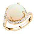 Doorbuster Certified & Appraised Luxoro 10K Yellow Gold AAA Ethiopian Welo Opal and I2 Diamond Ring (Size 6.0) 4 Grams 4.00 ctw - Sticky add to cart bar