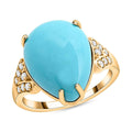 Doorbuster Certified & Appraised Luxoro 10K Yellow Gold AAA Sleeping Beauty Turquoise and I2 Diamond Ring (Size 10.0) 10.50 ctw - Sticky add to cart bar
