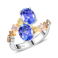Modani 14K Yellow, White and Rose Gold Tanzanite, Multi Diamond (I2-I3) (0.75 cts) Ring (Size 8.0) (Del. in 10-12 Days) (4.20 g) 2.90 ctw