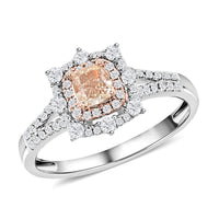 Doorbuster Modani 14K White & Rose Gold SI Natural Pink and White Diamond Ring (Size 10.0) 0.90 ctw