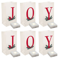 Lumabase Christmas-Battery Operated LED Luminaria Kit, JOY – Set of 6