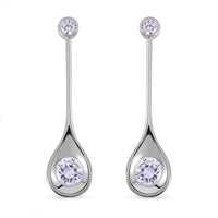 Simulated Diamond Dangle Earrings in Rhodium Over Sterling Silver 7.65 ctw