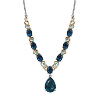 Dean Teal Fluorite (IR) and Betroka Blue Apatite 22.00 ctw Necklace in Vermeil Yellow Gold and Platinum Over Sterling Silver 18 Inches