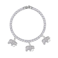 Simulated Diamond Snake Charm Bracelet in Silvertone (7.50 In) 5.00 ctw