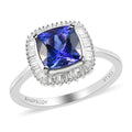 RHAPSODY 950 Platinum AAAA Tanzanite, Diamond (E-F, VS) (0.40 cts) Halo Ring (5.40 g) 3.00 ctw - Sticky add to cart bar