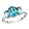 Luxoro 10K White Gold AAA Betroka Blue Apatite 3 Stone Ring 2.60 ctw - Sticky add to cart bar