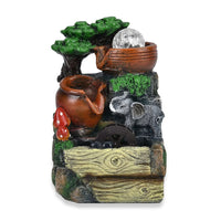 Birds and Plants Pattern Electric Meditation Waterfall Fountain (7.87")