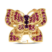 GP African Amethyst and Multi Gemstone Ring in Vermeil Yellow Gold Over Sterling Silver (Size 10.0) 3.15 ctw
