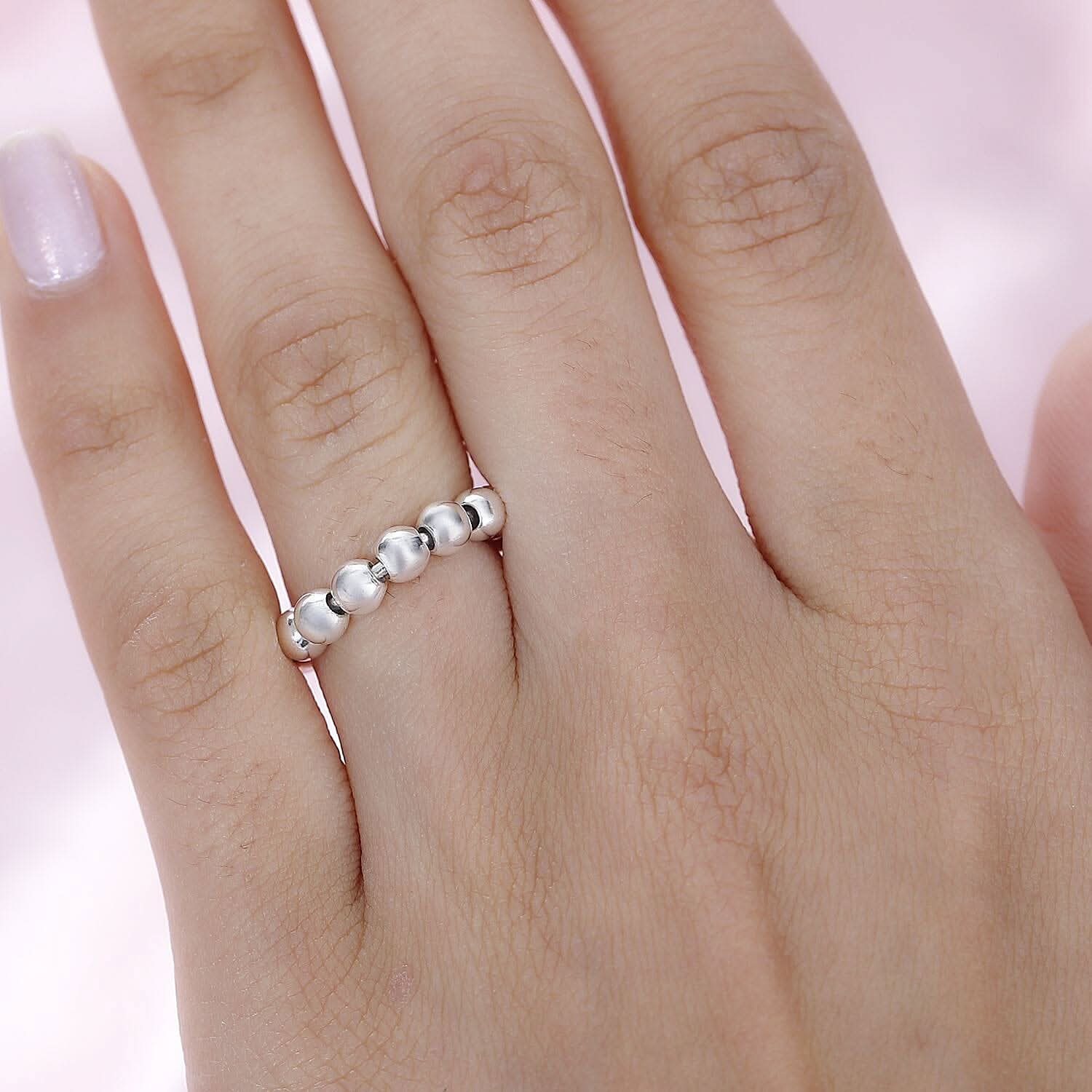 Sterling Silver Beaded Ring (Size 10.0) 3.35 Grams (2)