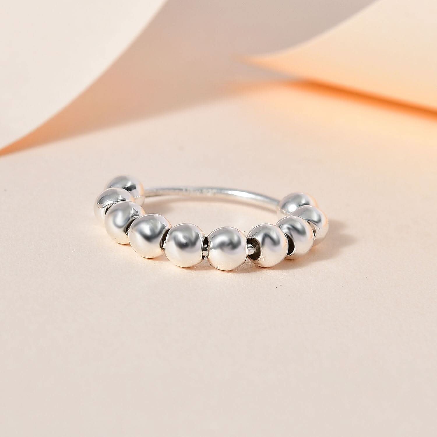 Sterling Silver Beaded Ring (Size 10.0) 3.35 Grams (4)