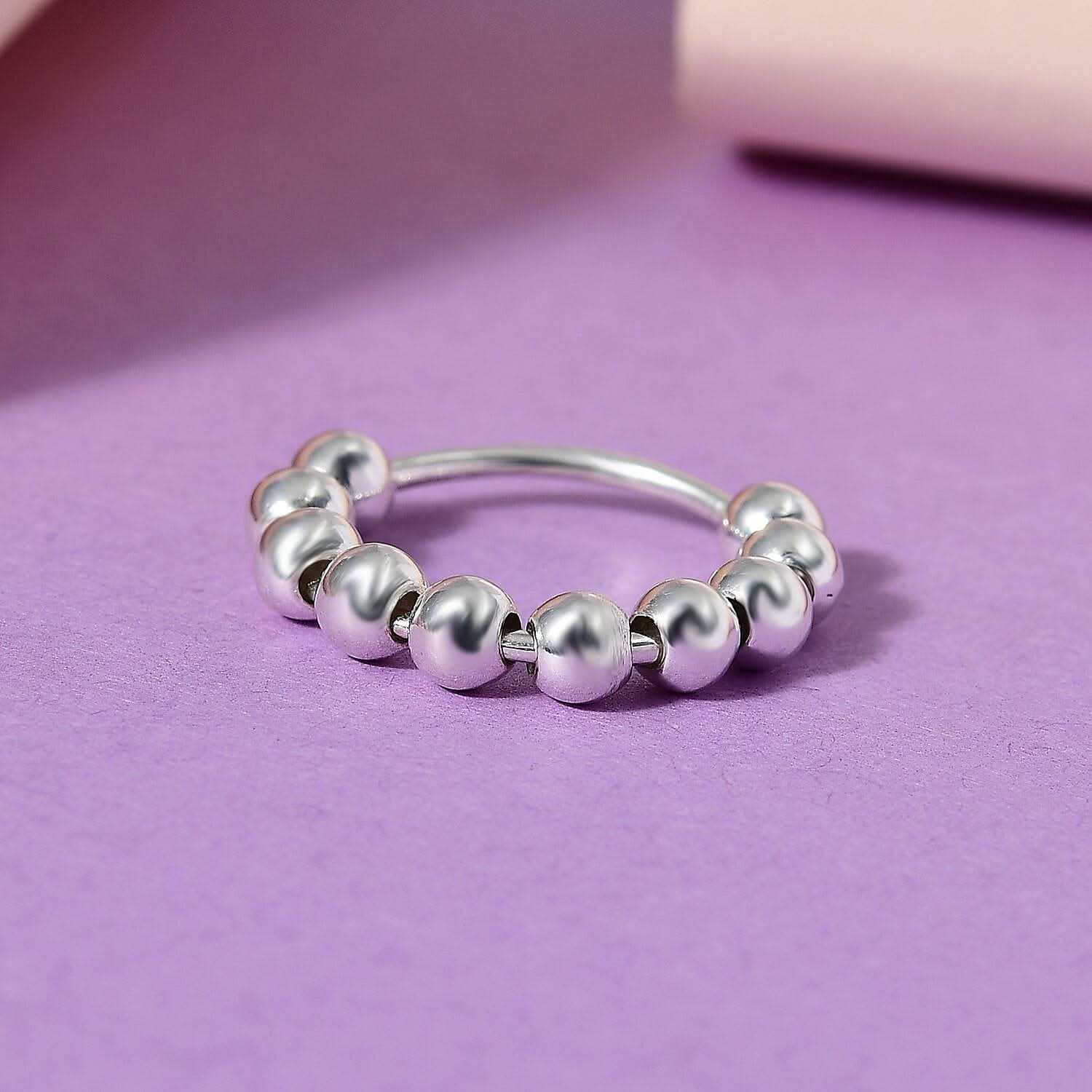 Sterling Silver Beaded Ring (Size 10.0) 3.35 Grams (5)