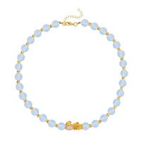 TLV Pixiu Feng Shui Galilea Rose Quartz 9-10mm Beaded Necklace in Goldtone (18-20 Inches) 258.50 ctw