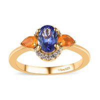 AAA Tanzanite and Multi Gemstone Ring in Vermeil Yellow Gold Over Sterling Silver (Size 10.0) 1.15 ctw