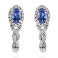 AAA Tanzanite and White Zircon J-Hoop Earrings in Platinum Over Sterling Silver 1.50 ctw - Sticky add to cart bar