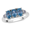 Cambodian Blue Zircon and White Zircon Trilogy Ring in Platinum Over Sterling Silver (Size 10.0) 2.70 ctw - Sticky add to cart bar
