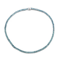 Cambodian Blue Zircon Tennis Necklace 18 Inches in Platinum Over Sterling Silver 45.60 ctw