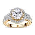 Moissanite (Rnd 7mm) Floral Ring in Vermeil YG Over Sterling Silver (Size 10.0) 1.80 ctw - Sticky add to cart bar