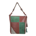 "100% Genuine leather embellishment tote bag SIZE: 11.42(L)x3.94(W)x14.56(H) inches COLOR: Brown/Green" - Sticky add to cart bar