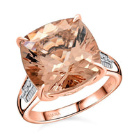 Iliana 18K Rose Gold AAA Marropino Morganite, Diamond (G-H, SI) (0.25 cts) Ring (Size 10.0) 8.40 ctw