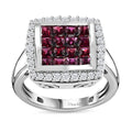 Premium Anthill Garnet, Moissanite Ring in Platinum Over Sterling Silver (Size 10.0) 1.60 ctw - Sticky add to cart bar