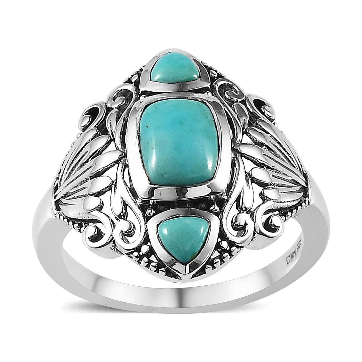 Artisan Crafted Sonoran Gold Turquoise Ring in Black Oxidied Sterling Silver 2.00 ctw