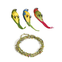 Set of 3 Hanging Parrots Perching on The Round Flower Ring (70")