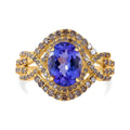 Luxoro 14K Yellow Gold Premium Tanzanite and Natural Champagne Diamond I2 Ring (Size 10.0) 2.60 ctw - Sticky add to cart bar