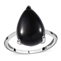 California Black Jade Solitaire Ring in Sterling Silver (Size 10.0) 6.60 ctw