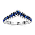 Sapphire Color Crystal Wishbone Ring in Sterling Silver (Size 10.0) - Sticky add to cart bar