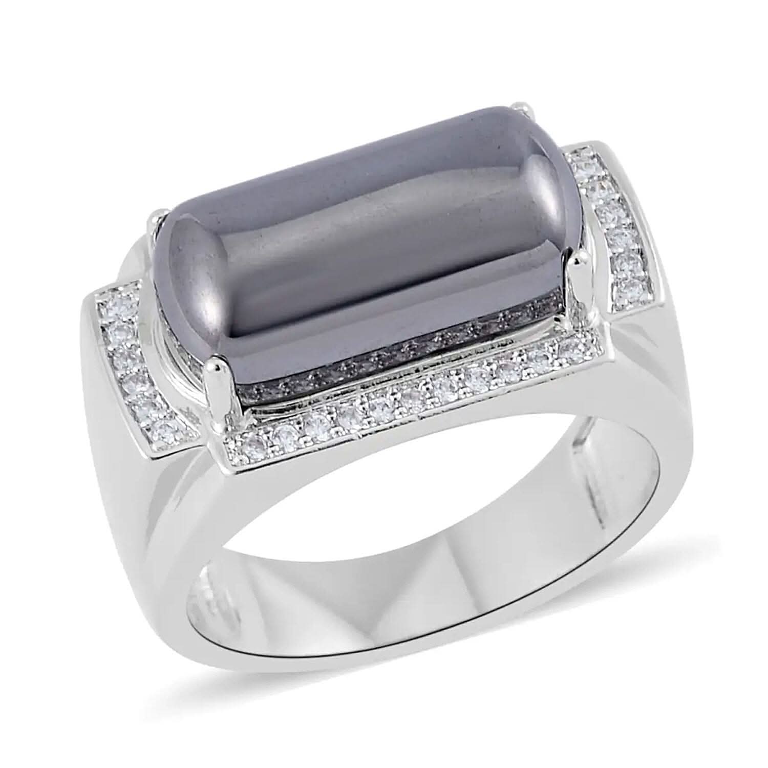 Terahertz and Simulated Diamond Men's Ring in Silvertone (Size 10.0) 10.50 ctw