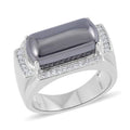 Terahertz and Simulated Diamond Men's Ring in Silvertone (Size 10.0) 10.50 ctw - Sticky add to cart bar