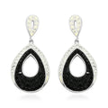 White and Black Color Austrian Crystal Earrings in Silvertone - Sticky add to cart bar