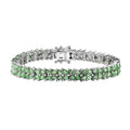 Premium Tsavorite Garnet 2 Row Bracelet in Platinum Over Sterling Silver (6.50 In) 8.90 ctw - Sticky add to cart bar