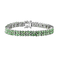 Premium Tsavorite Garnet 2 Row Bracelet in Platinum Over Sterling Silver (6.50 In) 8.90 ctw