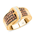 Champagne and White Austrian Crystal Ring - Sticky add to cart bar