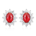 Simulated Red and White Diamond Earrings in Silvertone - Sticky add to cart bar