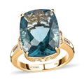 Luxoro 10K Yellow Gold Premium Teal Fluorite, White Sapphire Ring (Size 10.0) (4.30 g) 12.35 ctw - Sticky add to cart bar