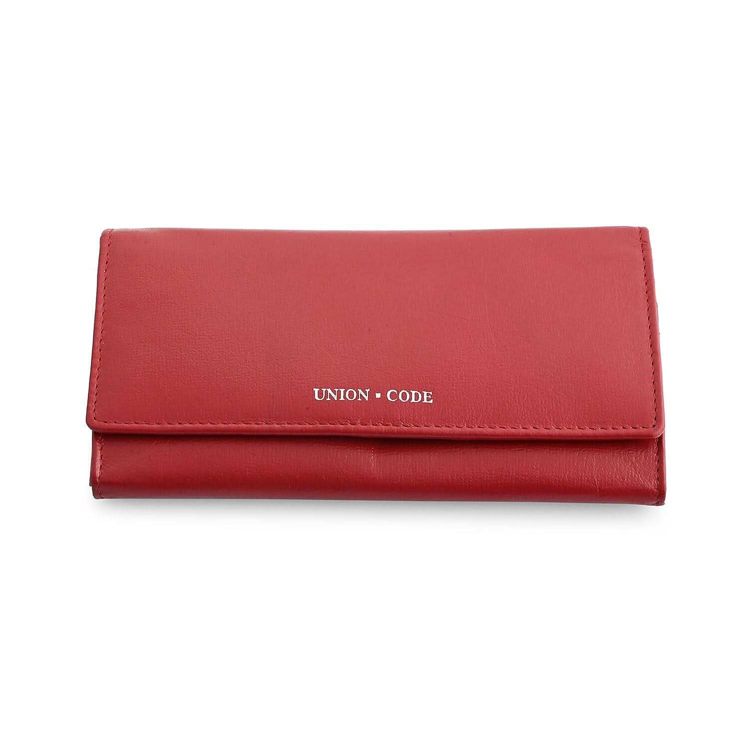 UNION CODE -RFID Protected 100% Genuine Leather Women's Wallet SIZE: 7.5(L)x4.5(W) inches COLOR: Burgundy