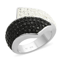White and Black Austrian Crystal Ring